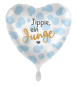Preview: Folienballon herzförmig - Jippie ein Junge - ø 43cm